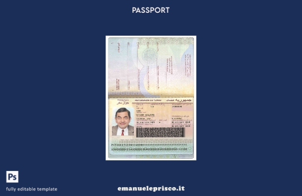 modello di passaporto del Ciad in stile verificato